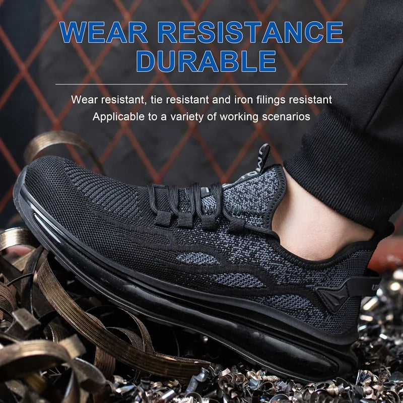 Women Lightweight Safety Shoes Casual Cushioned Work Sneakers Steel Toe Shoes Construction Safety Boots Anti-smash Work Shoes