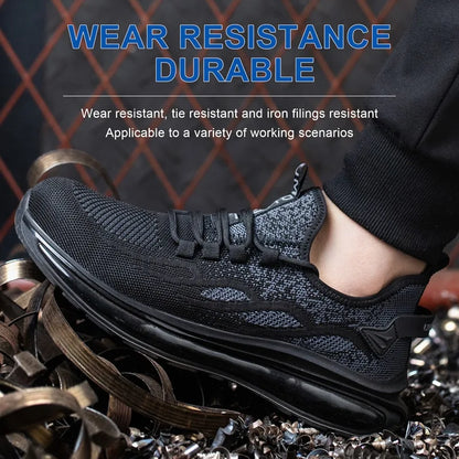 Women Lightweight Safety Shoes Casual Cushioned Work Sneakers Steel Toe Shoes Construction Safety Boots Anti-smash Work Shoes