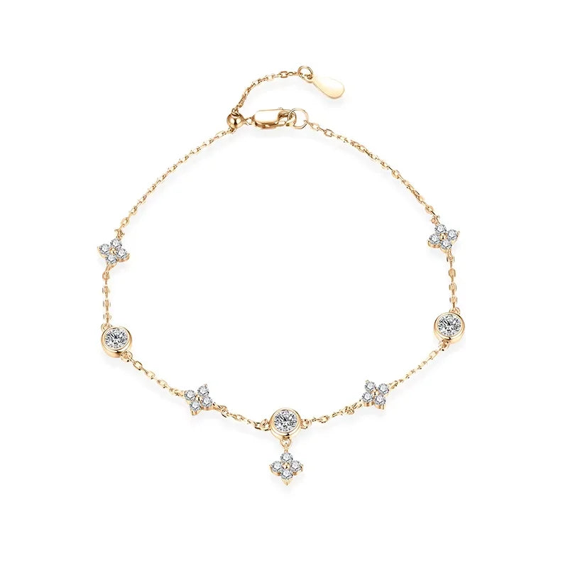 Classcial Moissanite Bracelet for Women 925 Sterling Silver Soild 18K 14K 10K Gold Pearl Bracelet for Party Anniversary