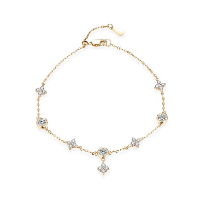 Classcial Moissanite Bracelet for Women 925 Sterling Silver Soild 18K 14K 10K Gold Pearl Bracelet for Party Anniversary