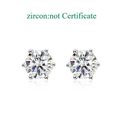 0.1-3CT Certified Moissanite Stud Earring for Women Classic Sparkling Lab Diamond Sterling Silver 925 Jewelry 6-Claws
