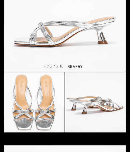 Women's Sandals Summer Cowhide New Thin Belt Business Fashion Sandals Wedding and Dinner Shoes