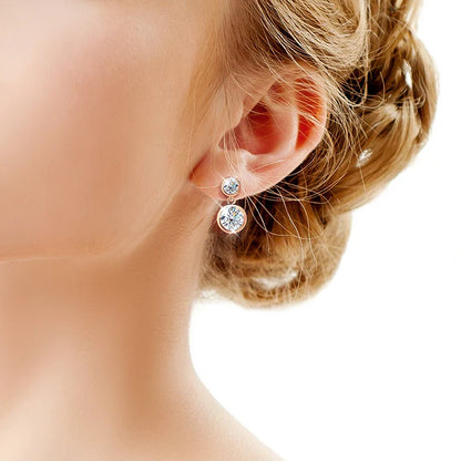 Bezel Full 2.6cttw D Color Moissanite Drop Earrings for Women S925 Silver Plated 18K Rose Gold Bubble Diamond Stud Earring