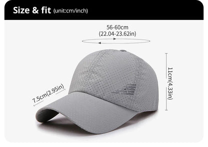 Quick Dry Baseball Cap Outdoor Sports Mesh Breathable Hat For Men Portable Hiking Fishing Sunbonnet Golf Adjustable Cap