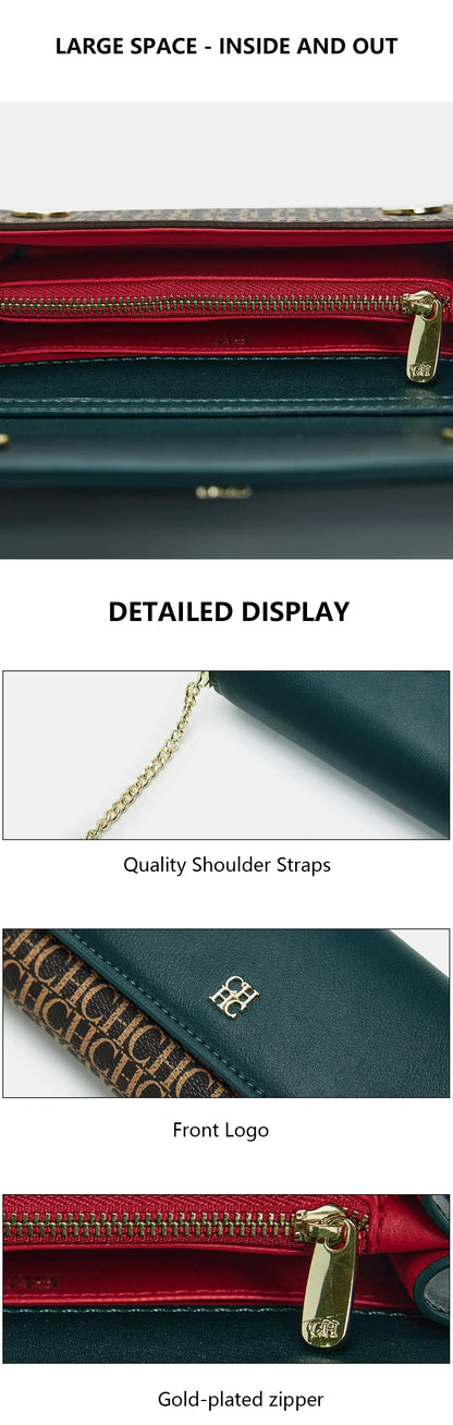Bolsa de Ombro Feminina de Grife CH Elegante de Alta Qualidade com Estampa de Letras