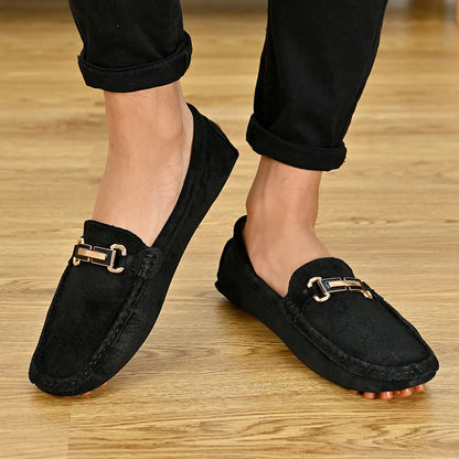 Men Fashion Luxury Leisure Leather Loafers Shoes Slip on Soft Comfortable Non-slip Driving for Men