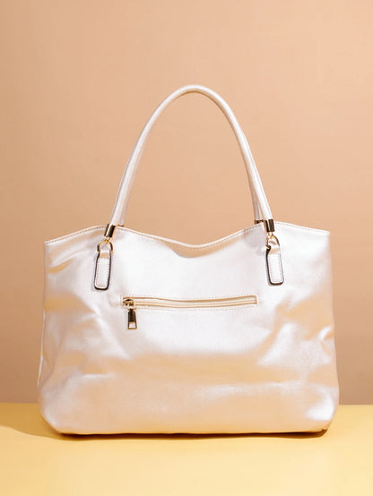 Women's Fashionable and Versatile Tote Bag with an Elegant Vibe, Large Capacity with Metal Accents, Pu Handbag and Shoulder Bag, Women's Business Travel Bag, Suitable for Outings/Shopping/Commuting/Work/Office/Business Trips/