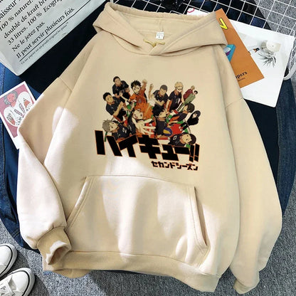 90s Japanese Anime Haikyuu Hoodies Women Funny Karasuno Fly High Graphic Streetwear  Fashion Male Sweatshirts Unisex Harajuku