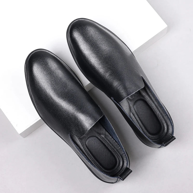 Summer Classic Fashion Mens Outdoor Leather High Quality Casual Shoes Slip on Soft Comfortable Lightweight Footwear