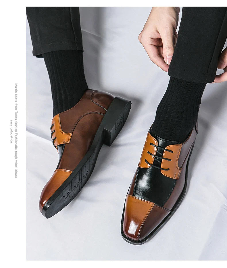 Trend Social Leather Shoes Men Classic Casual Business Leather Shoes Retro Men's Dress Shoes High Quality Office Wedding Leather