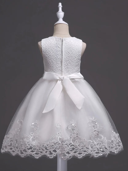 Girls Sleeveless Lace Floral Princess Dresses#981