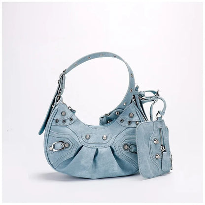 2026 Spring Hot Selling Maillard Style Retro Style Small Bag Spicy Girl Y2K Wasteland Style Vintage Leather Shoulder Armpit Bag