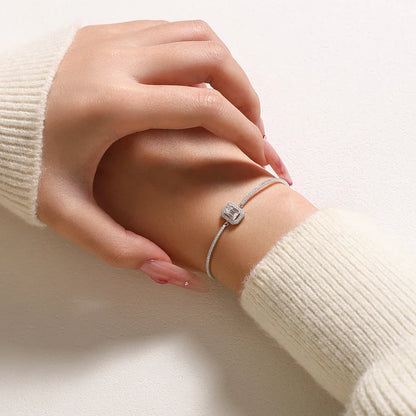 Luxury Dazzling Emerald Cut Moissanite Bracelet 925 Sterling Silver Adjustable Bracelet Women Wedding Engagement Jewelry
