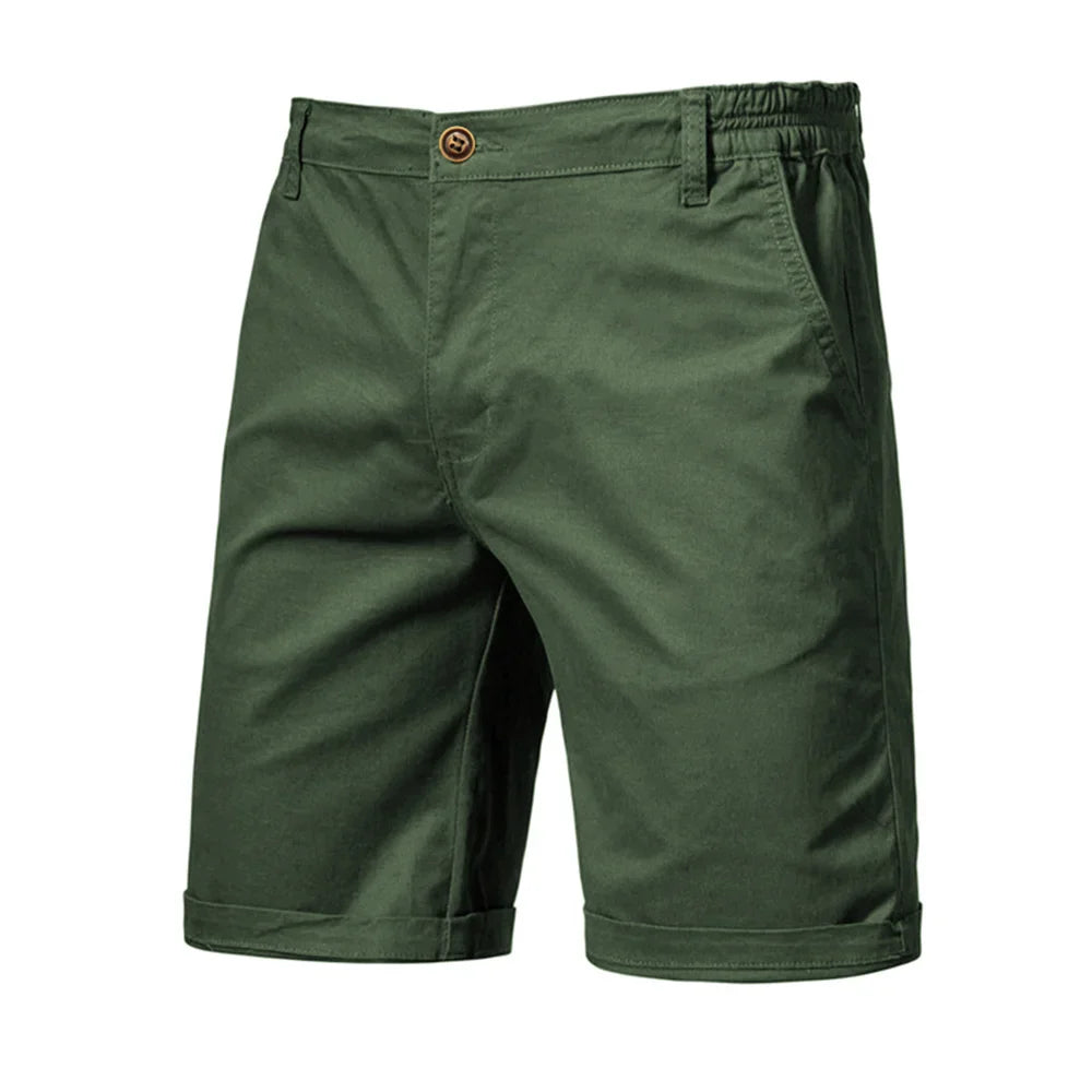 Summer 100% Cotton Solid Shorts Men High Quality Casual Business Social Elastic Waist Men Shorts 10 Colors Beach Shorts