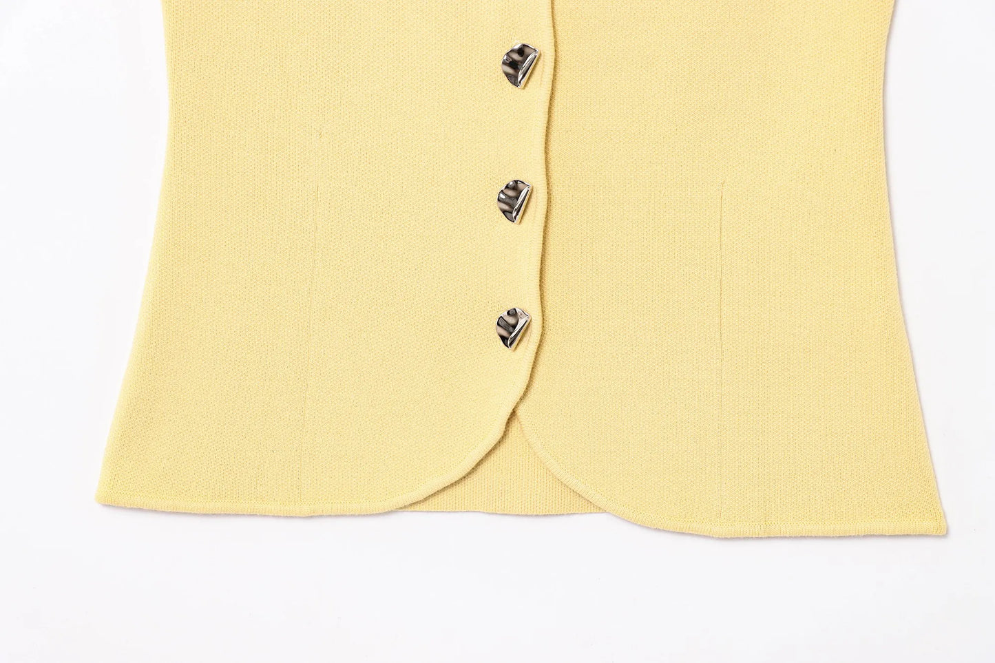 Vintage Casual Chic Yellow Women Cami Tops Solid Single Breasted Sleeveless Vest Fashion 2025 Spring Summer Holiday Tops