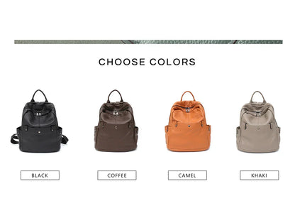 Soft Genuine Cowhide Daily Backpack Women Men Spacious Multi Pockets Fashion Casual Versatile Knapsack Travel Business College