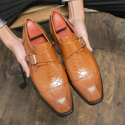 Leather Designer Brand Monks Snake Luxury Men Casual Office Business Man Loafers Mens Moccasins Driving Wedding Dress Male Shoes
