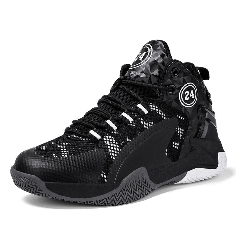 Trendy Breathable Basketball Shoes for Teen Young Outdoor Running Sneaker Black Children's Boy Casual Sport Walking Shoes
