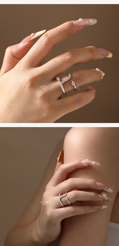 Exquisite Full Moissanite Ring D VVS1 Double Snake Shape for Woman Men S925 Sterling Sliver Birthday Gift Party Jewelry