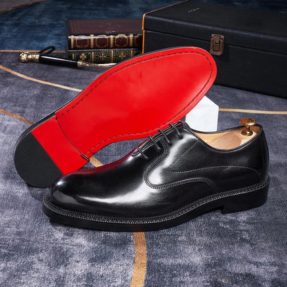 Fashion brand smooth Oxford shoes business formal leather shoes men's 2025 winter high heels wedding pointed office shoes