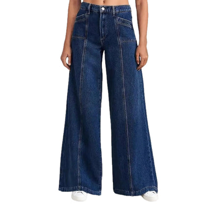 Women Fashion Loose High Waisted Wide Leg Jeans