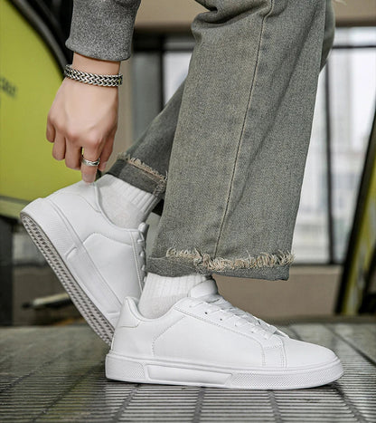 Business Casual Men's Shoes Soft Women Shoes Comfortable Casual PU Leather Shoes for Men Autumn Solid White Men Sneakers