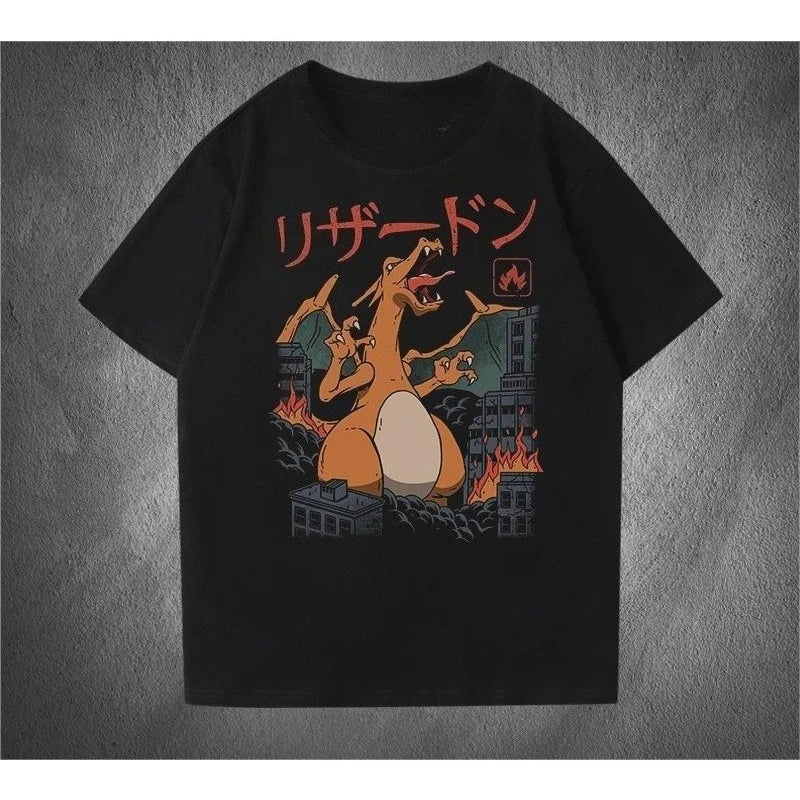 Charizard unisex 100%cotton Tshirt O-neck Short sleeve 2026 summer New Men's Harajuku graphics shirt