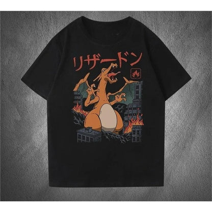 Charizard unisex 100%cotton Tshirt O-neck Short sleeve 2026 summer New Men's Harajuku graphics shirt