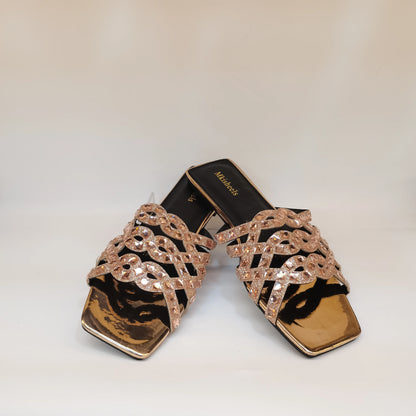 Pretty Soft Flat Shoes With Bag Set For Woman Fashion Style Rhinestone Party Slippers And Women Purse Latest Design