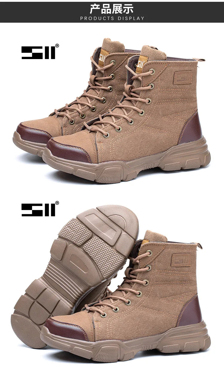 New Work Boots Indestructible Anti-smash Safety Shoes Men Steel Toe Shoes Puncture-proof Sneakers Shoes Non Slip Work Shoes