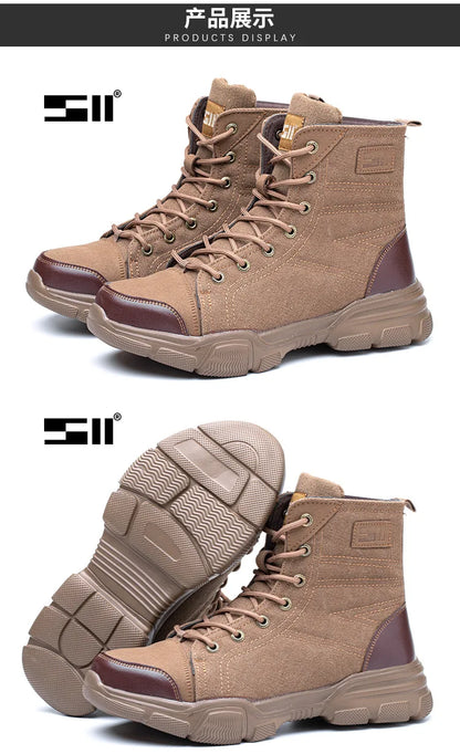 New Work Boots Indestructible Anti-smash Safety Shoes Men Steel Toe Shoes Puncture-proof Sneakers Shoes Non Slip Work Shoes
