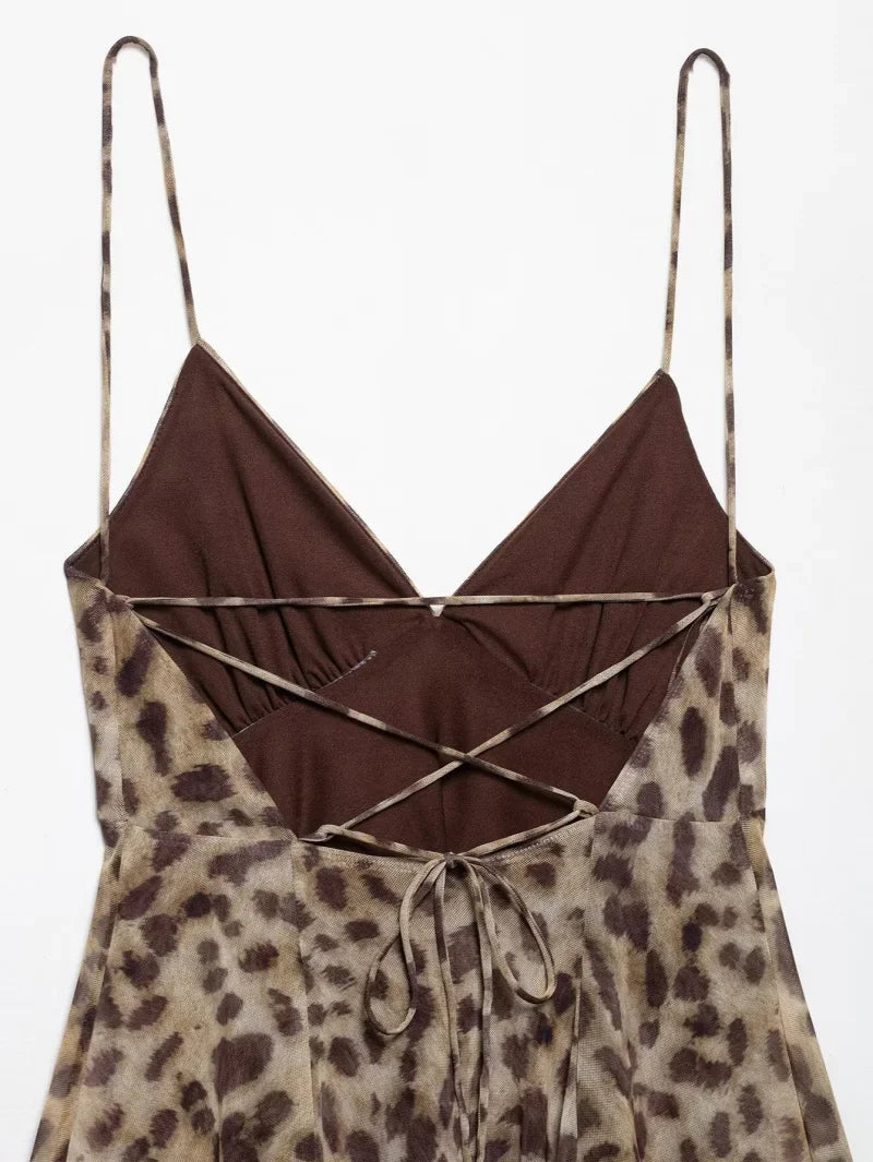 Women's vacation Style printed silk mesh sexy V-neck halter short Dress Hot Girl Dress