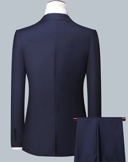 Men's Solid Color Business Suit Fashion Banquet Wedding Trend Groom Best Man Single 3/2/1