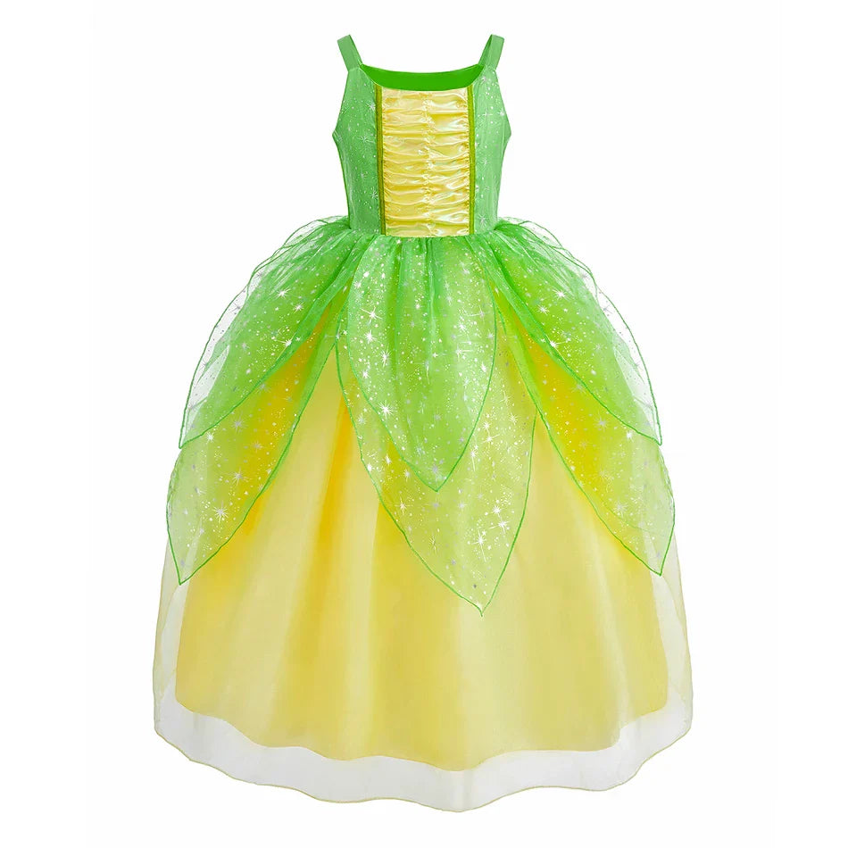 Children Princess Fancy Costume Elsa Party Carnival White Dress Up for Girl Christmas Birthday Cosplay Belle Snowflake Vestidoes