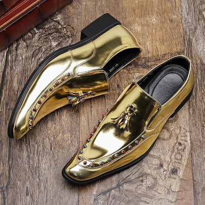 Pink Mens Patent Leather Shoes Designer High Quality Pointed Chelsea Formal Shoes Man Dress Wedding Party Shoes Men