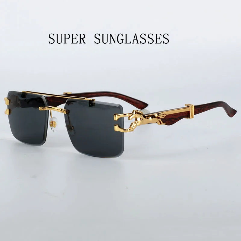 Rimless Designer Sunglasses Women Trendy Luxe Fashion Sunglasses Men