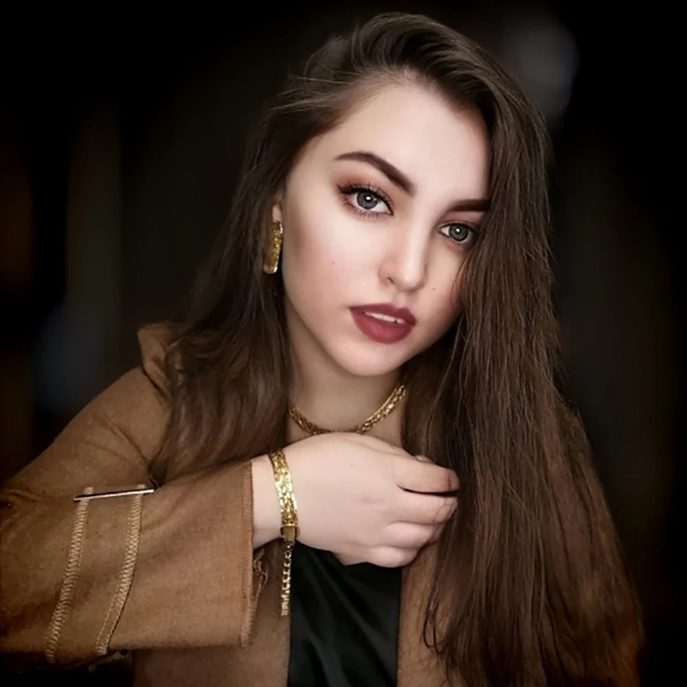 Hollow Earrings Necklace Set Fashion Women Dubai Africa Luxury Punk Jewellery Valentine's Day Gift Choker Necklace