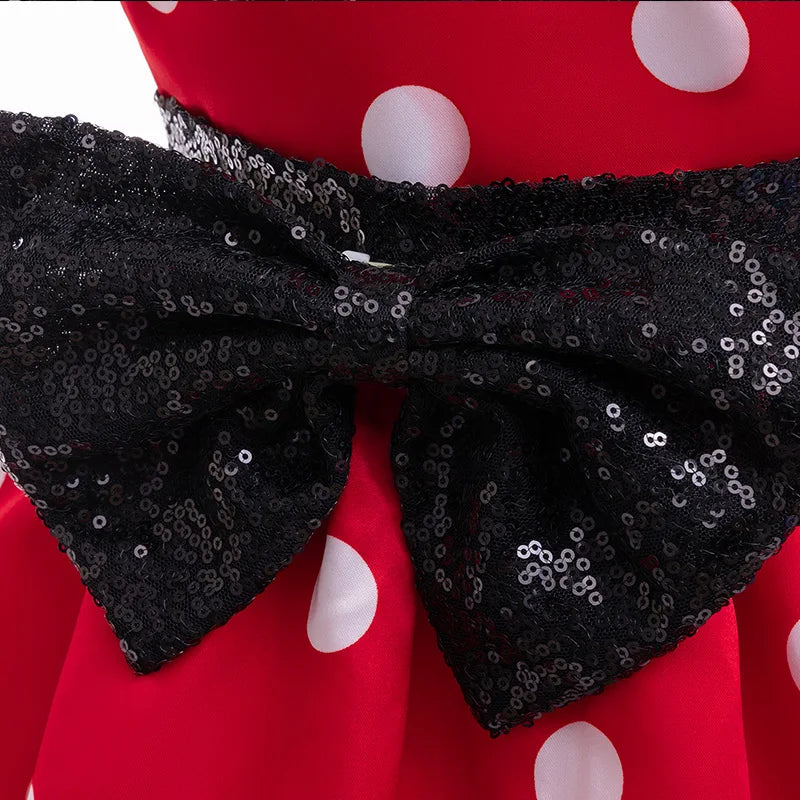 Girl's sequin polka dot princess dress 0-6-year-old children's bow fluffy dress birthday carnival Halloween role-playing costume