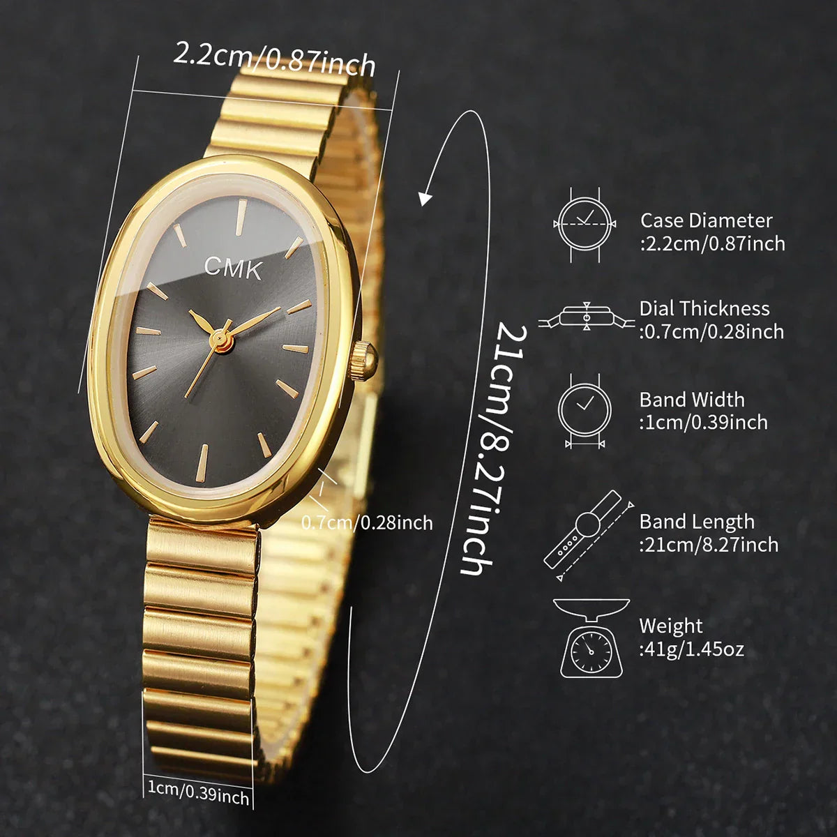 Fashion Oval Dial Women Watches Ultra-thin Strap Analog Quartz Wristwatch Girls Clock Reloj Mujer（Without Box）