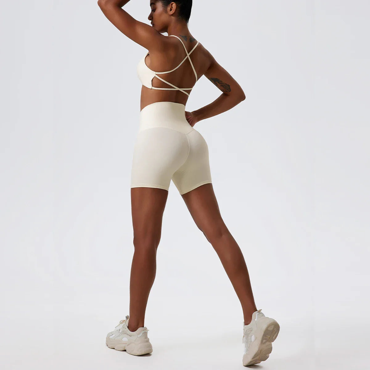 Two Pieces Yoga Set Women Gym Shorts Sports Suit Female Soften Skin-Friendly Activewear Beauty Back Women Sportswear