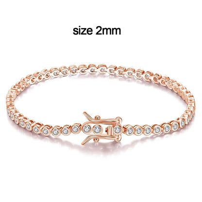 2mm Moissanite Tennis Bracelet for Woman Men Hip Hop Chain with GRA 100% Sterling Sliver 18k White Gold Plated Bracelet
