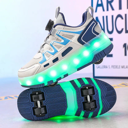 Children's And Teenage Roller Skates - Fashionable Upgraded Edition with Enhanced Stability - Detachable Dual-Use Sports Shoe