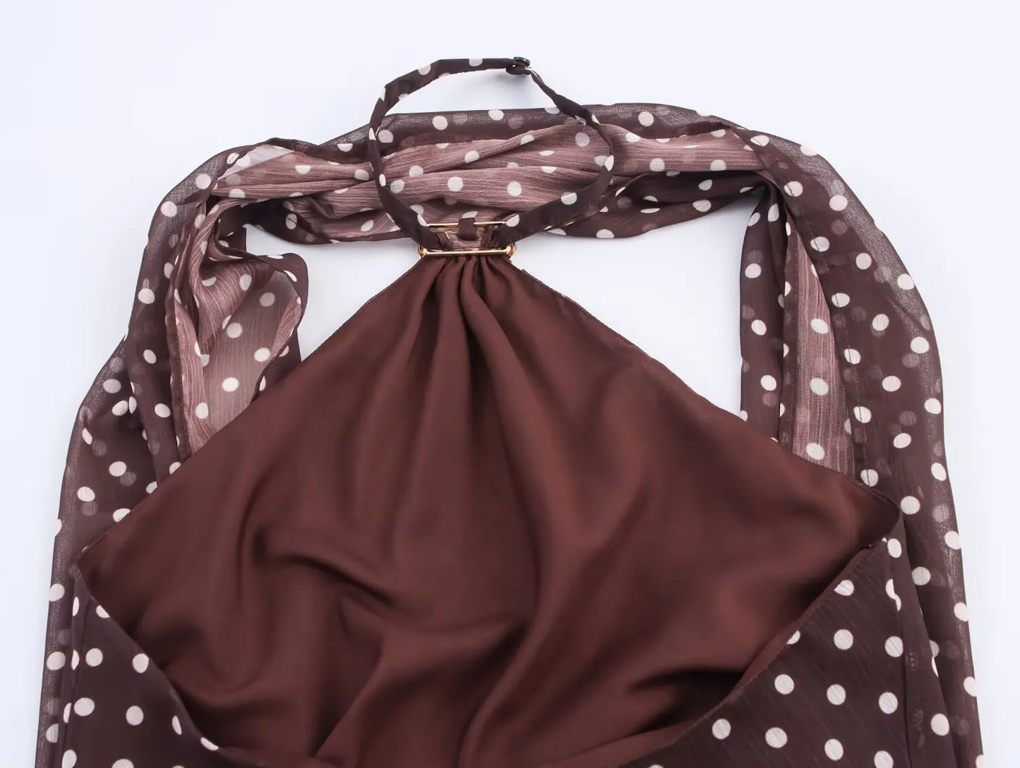 2025 New Women's Clothing European and American Style Versatile Backless Suspender Polka Dot Halter Neck Top
