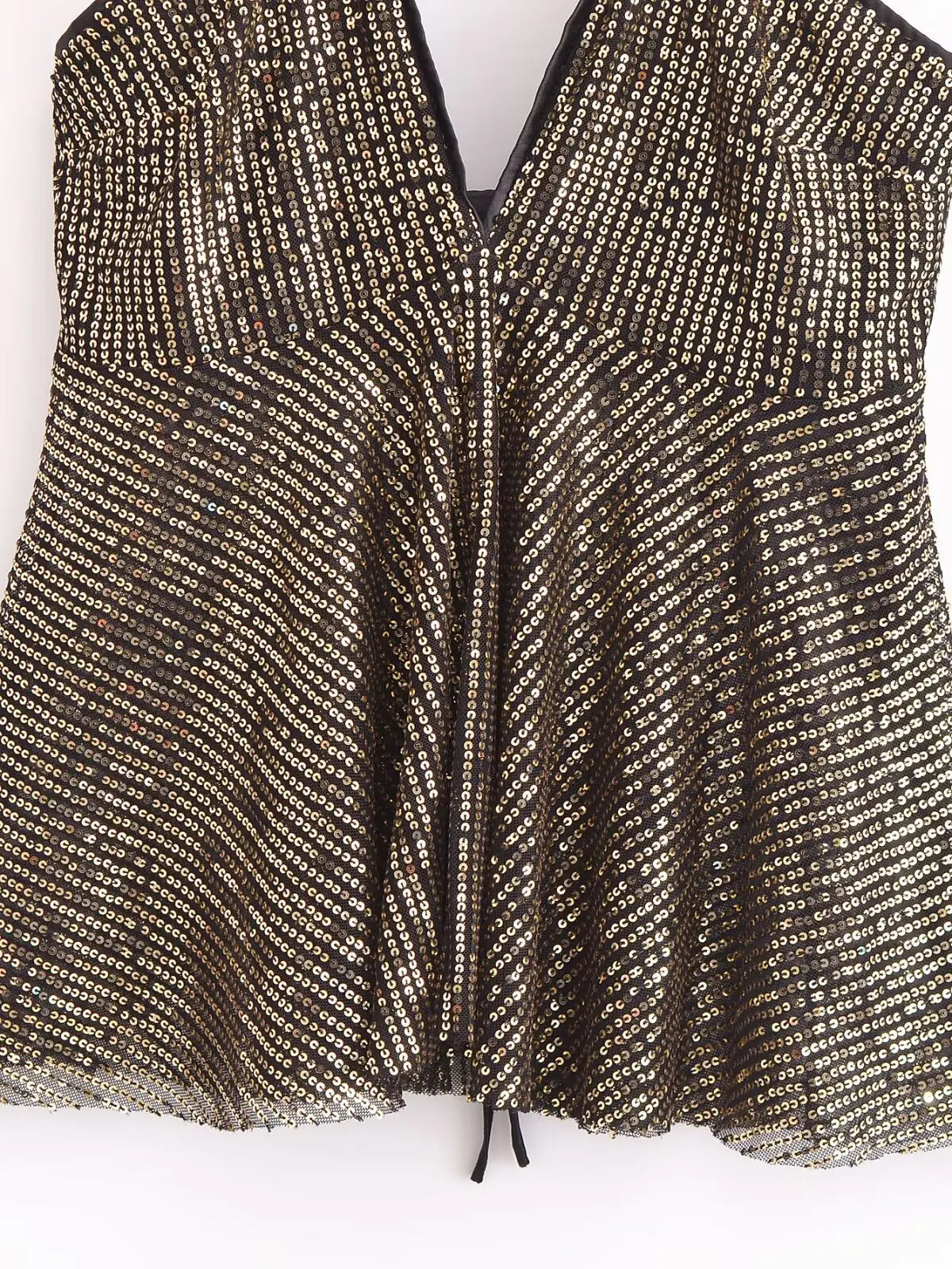 2025 Women Chic Deep V Neck Sequined Design Sling Camis Tank Lady Backless Cross Sexy Shirt Blouse Tops LS7381
