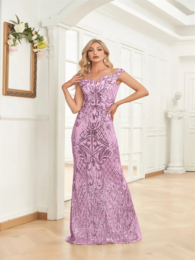 Luxury Sequin Saudi Evening Dresses One Shoulder Long Elegant Floor-Length Arabic Women Formal Prom Party Mermaid Gowns
