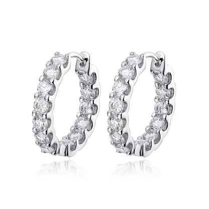 18k Plated Total 2.6CT Full Moissanite Hoop Earring for Women Sparkling Wedding Party Earring 925 Sterling Silver Jewelry