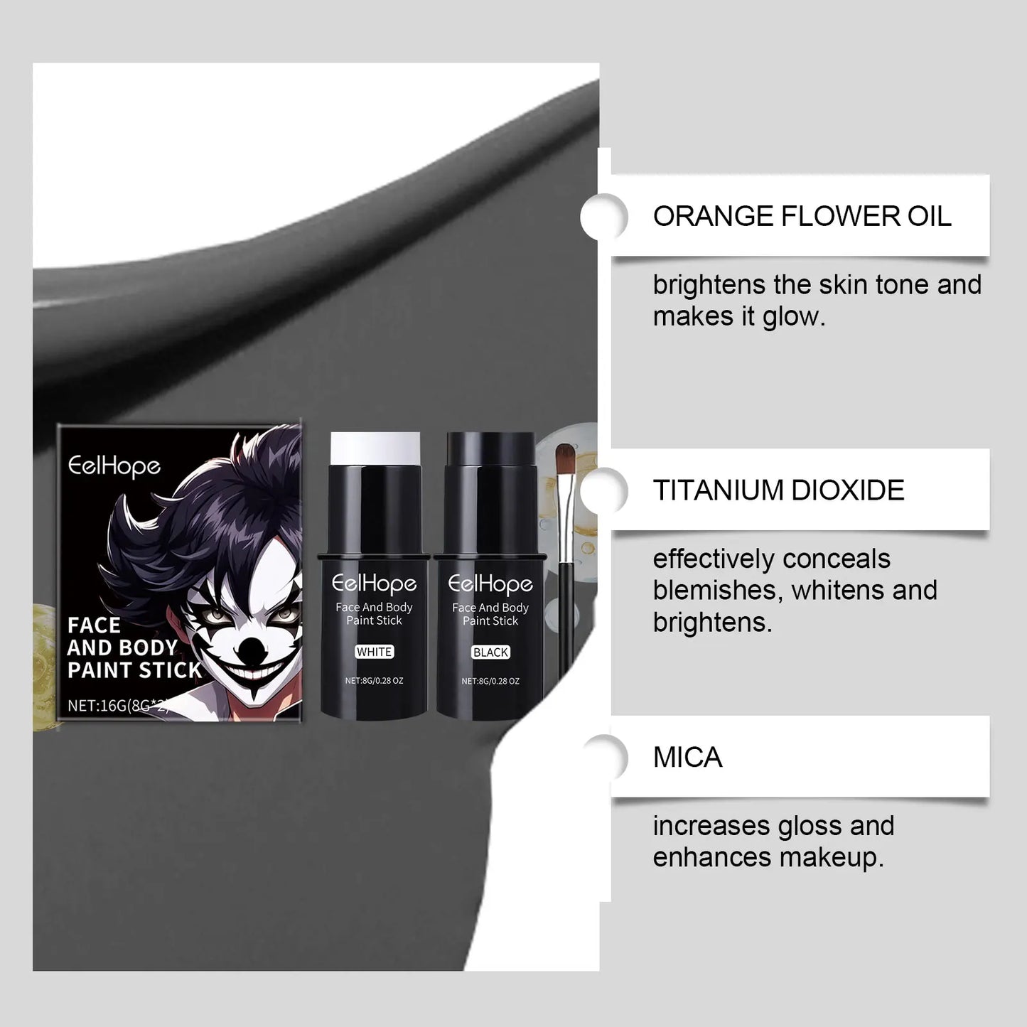 Halloween Face Paint Sticks Kit Vibrant Costume Makeup Set for Kids Adults Washable Cream-Based Face Paint for Body Art