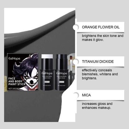 Halloween Face Paint Sticks Kit Vibrant Costume Makeup Set for Kids Adults Washable Cream-Based Face Paint for Body Art