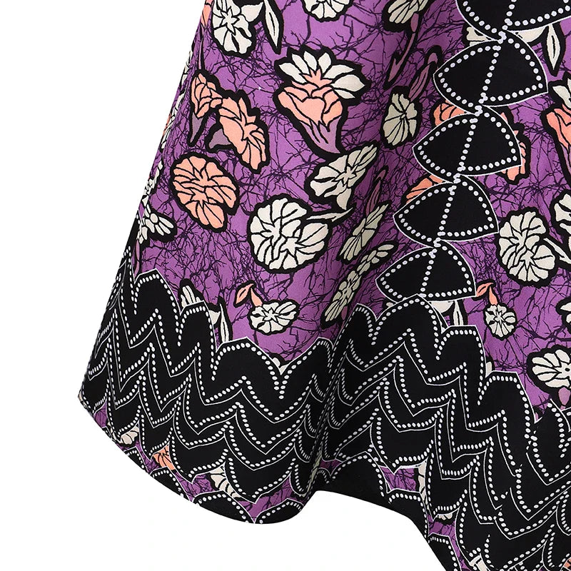 Bohemian Party Dress Elegant Women Printing Sundress Vintage Flare Long Sleeve Maxi Vestidos Oversized O-Neck Robe Femme