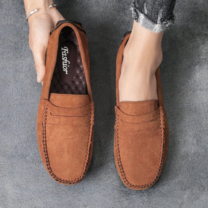 Sapatos Masculinos Casuais de Camurça, Respiráveis, de Couro, Loafers Masculinos, Slip-on, Sapatos de Dirigir Masculinos, Marca de Luxo, Sapatos Náuticos Confortáveis